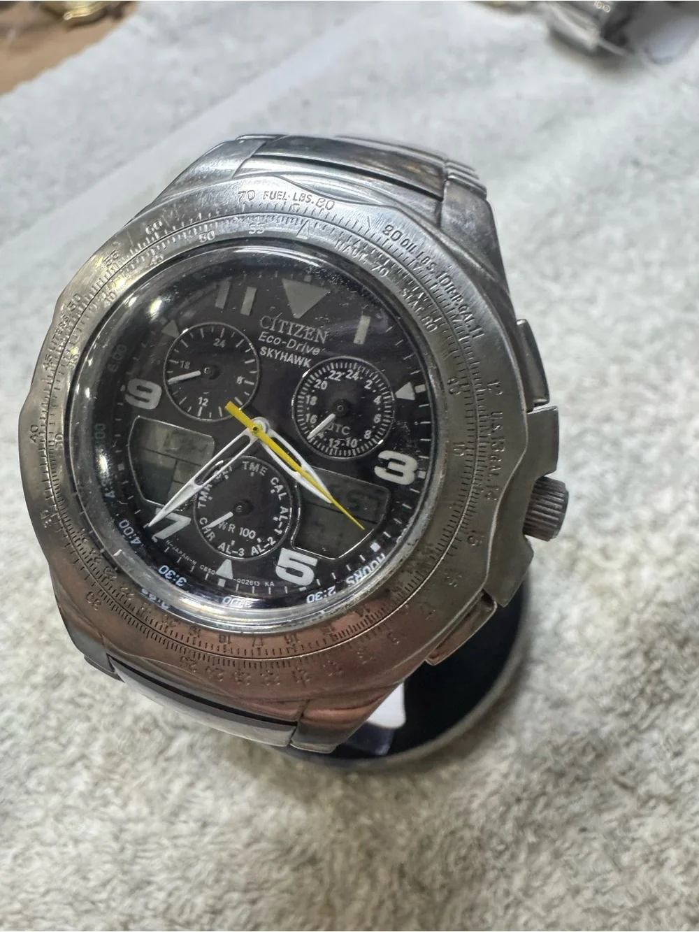 Citizen Eco-Drive Skyhawk Stainless Steel Black Dial Watch
